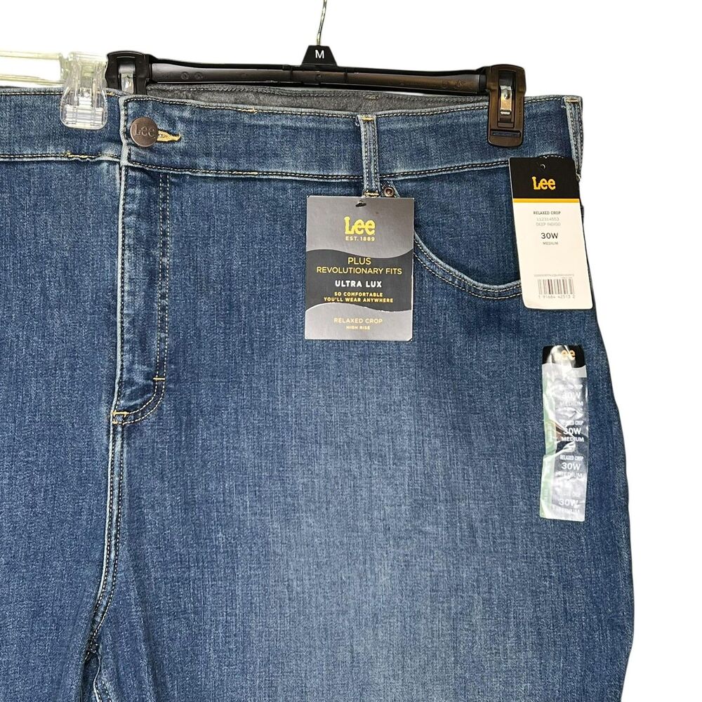 Lee Ultra Lux Plus Jeans Womens 30W Medium Blue Relaxed Crop High Rise Denim - Picture 11 of 14